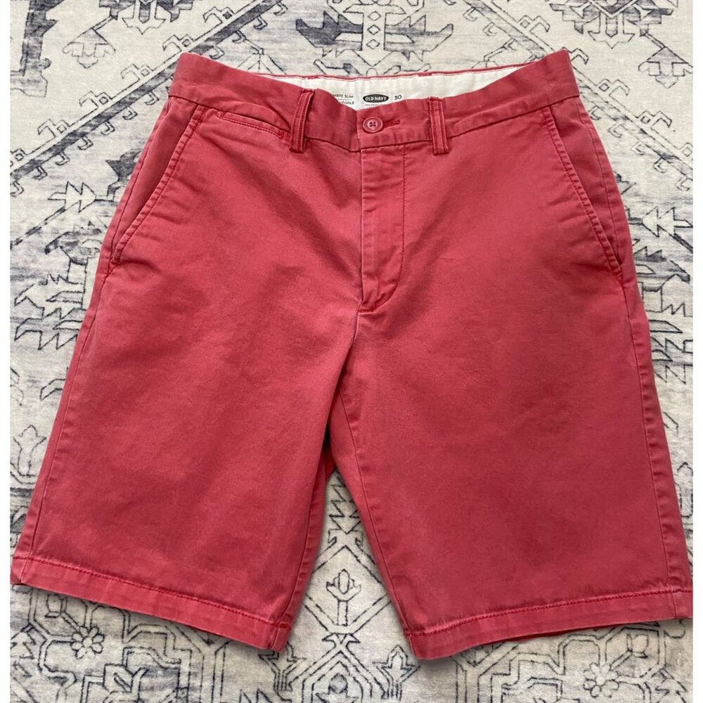 Old Navy Mens Ultimate Slim Fit‎ Coral Pink Chino Shorts 30 Cotton 9.5" Inseam